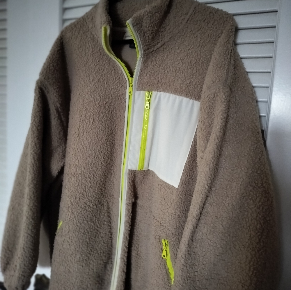 Universal Thread Sherpa Full Zip Jacket Beige Wit… - image 8